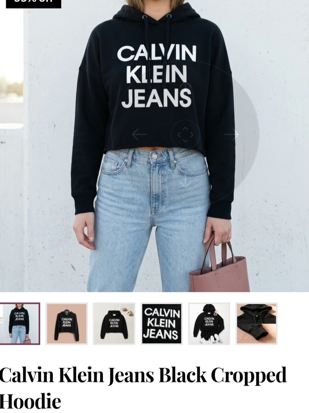 Calvin Klein Jeans Black Cropped Hoodie